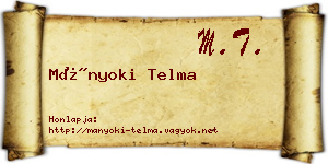 Mányoki Telma névjegykártya